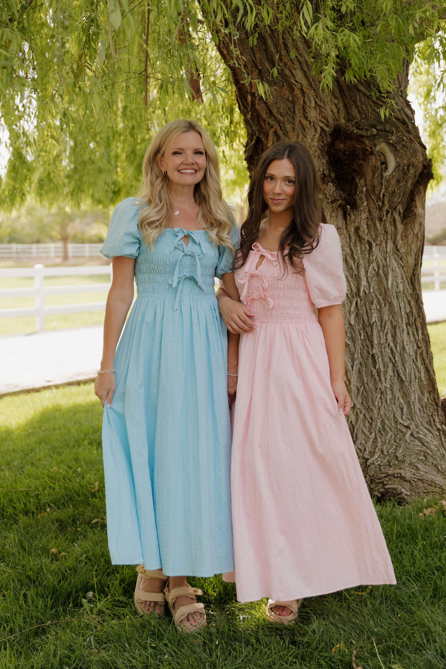 THE SUZANNAH BOW DETAIL DRESS IN BLUE