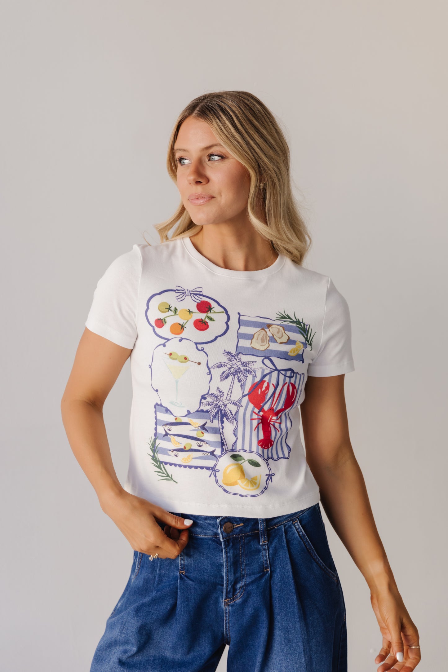 THE SANTORINI GRAPHIC BABY T-SHIRT IN WHITE