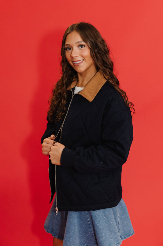 THE BRAXTON QUILTED JACKET IN NAVY