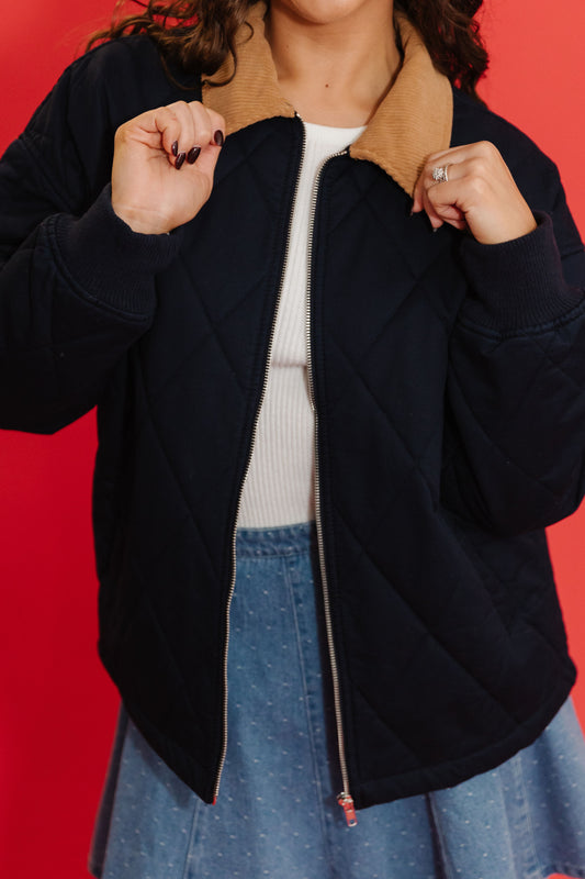 THE BRAXTON QUILTED JACKET IN NAVY