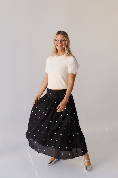 THE MORGAN EMBROIDERED DOT SKIRT IN BLACK