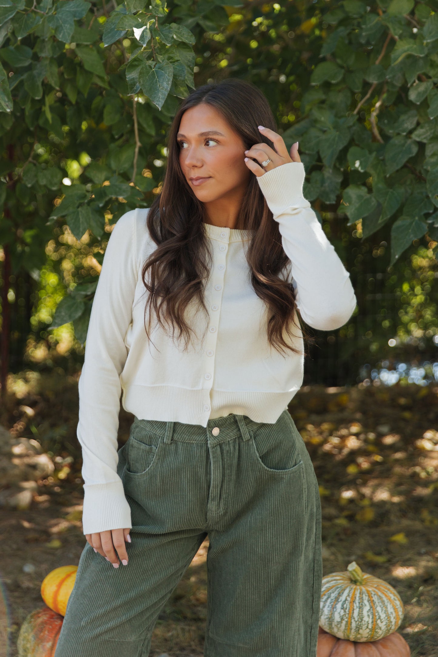 THE MELANIE RIBBED CARDIGAN IN CREAM