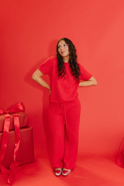 THE CAMDEN COZY KNIT SET IN RED