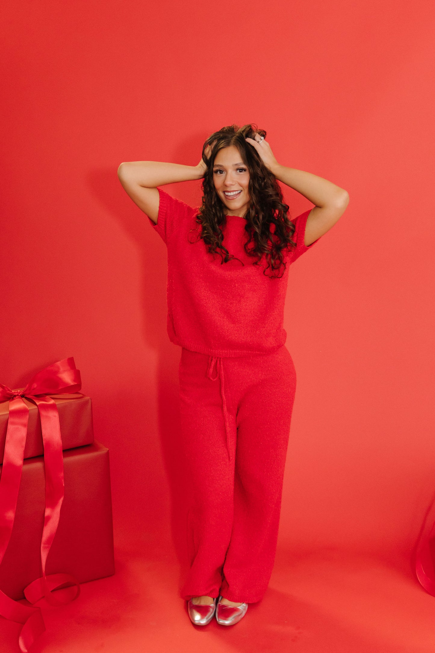 THE CAMDEN COZY KNIT SET IN RED