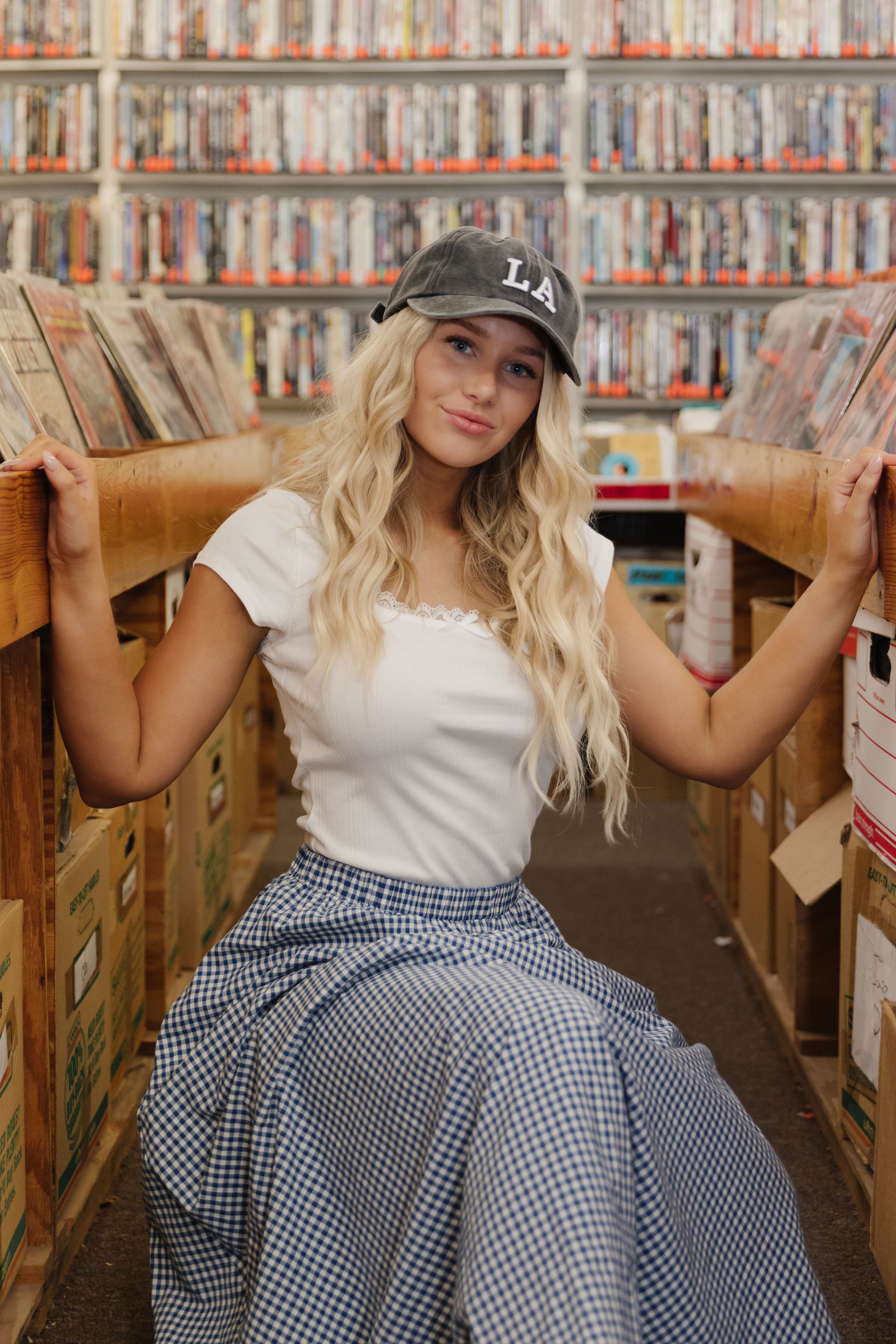 THE MAVIS GINGHAM MAXI SKIRT IN NAVY – Pink Desert