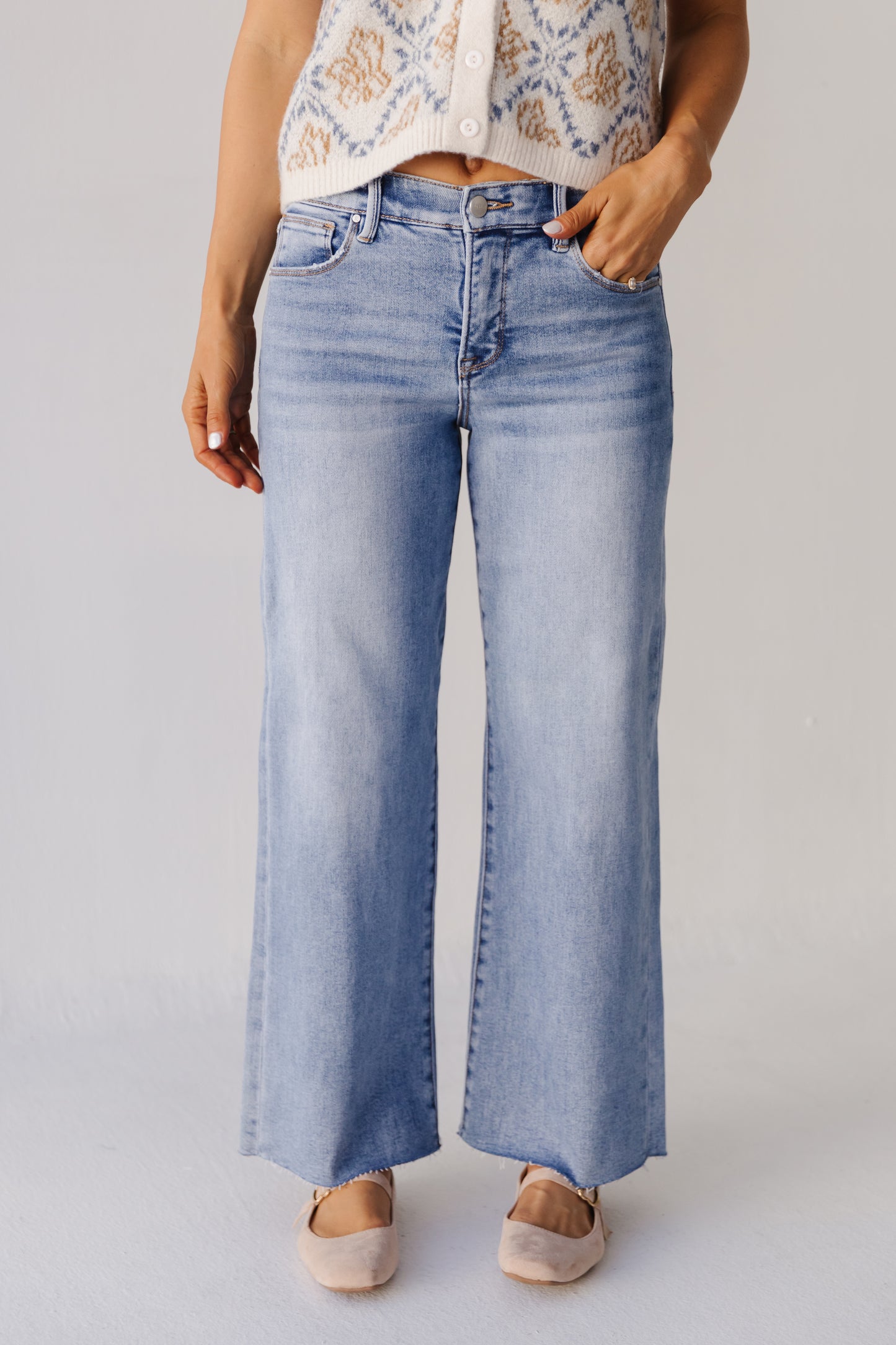 THE JULIA MID-RISE WIDE LEG JEANS IN MEDIUM WASH