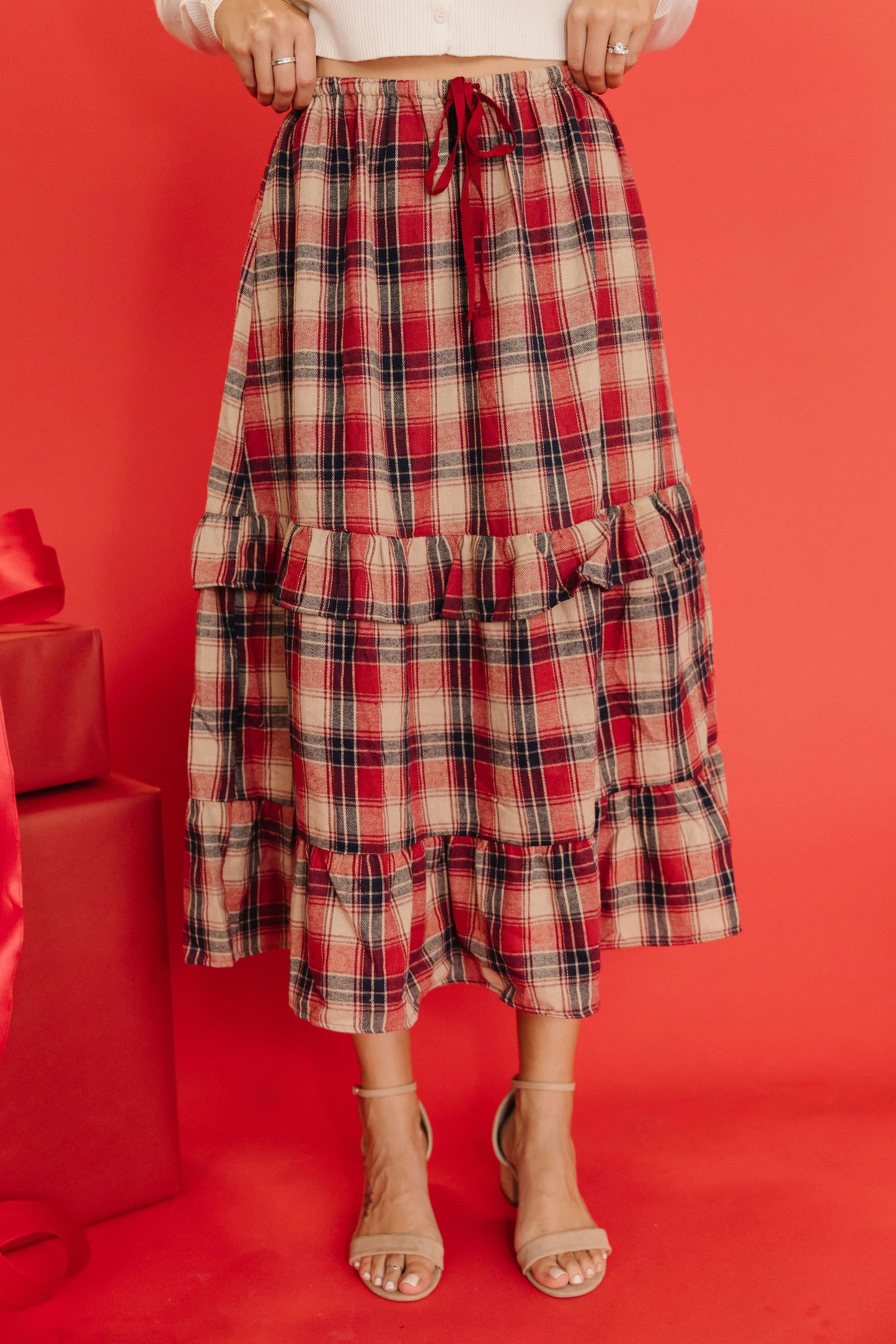 THE GRACIE TIERED SKIRT IN RED PLAID