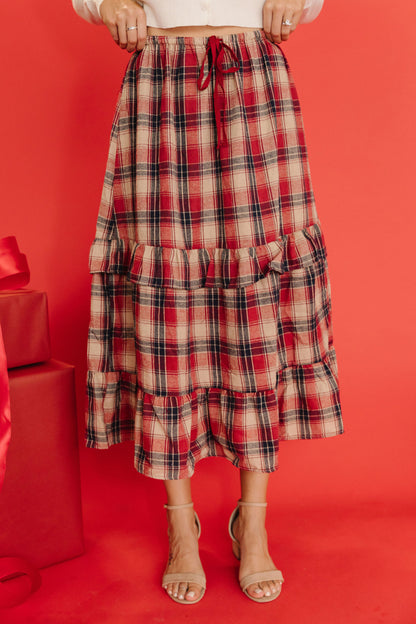 THE GRACIE TIERED SKIRT IN RED PLAID