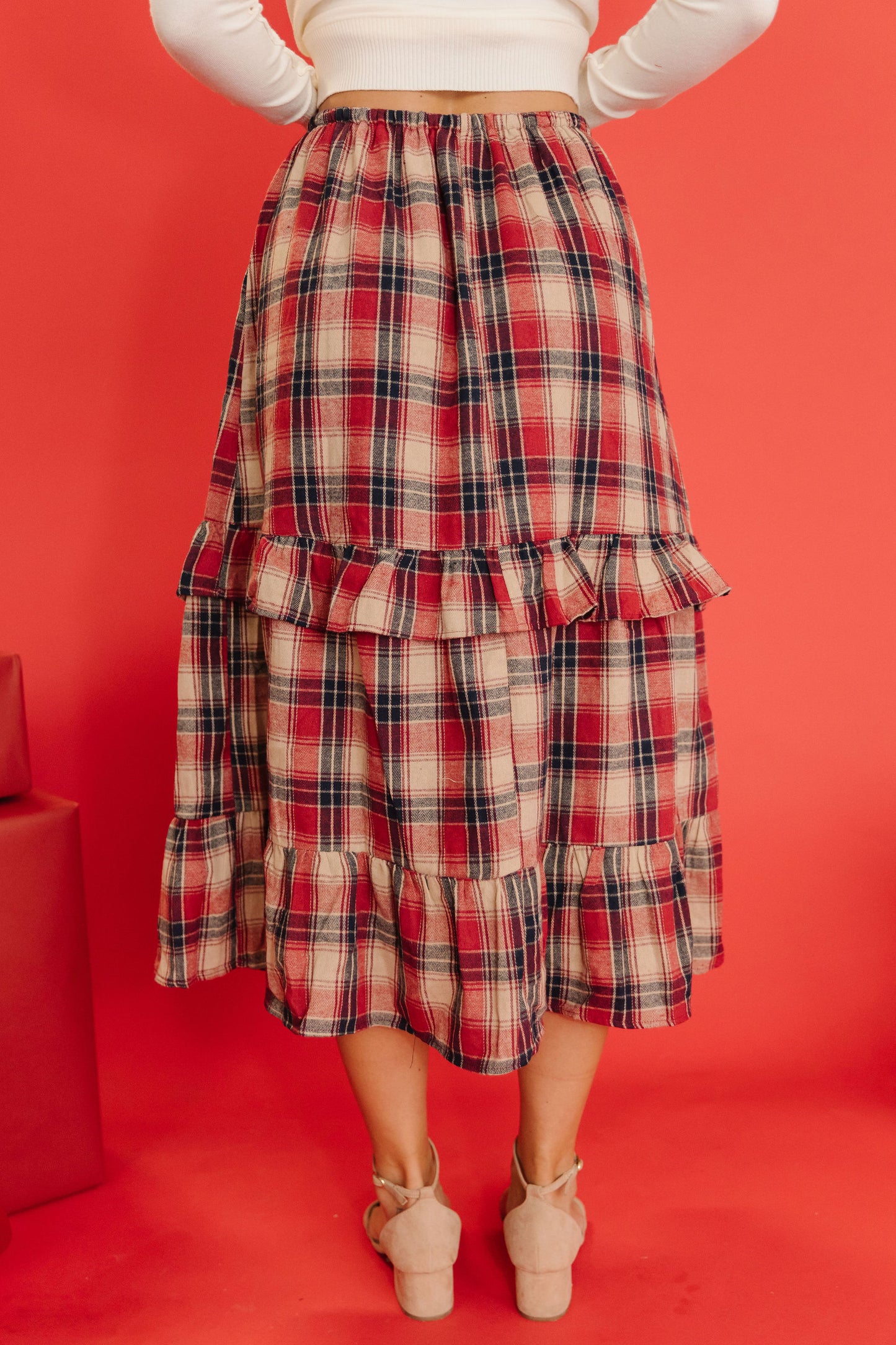 THE GRACIE TIERED SKIRT IN RED PLAID