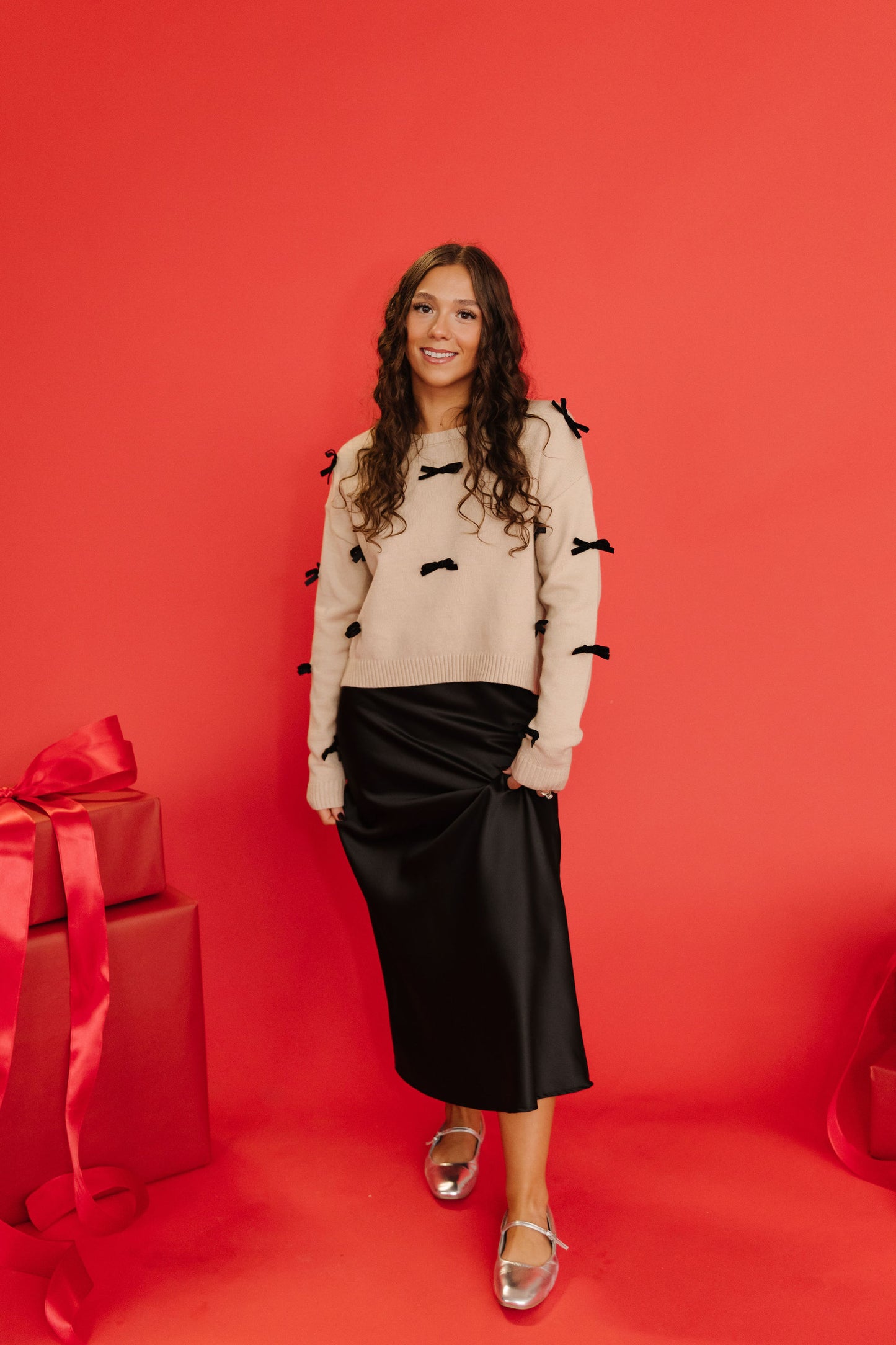 THE ANISTON SATIN SKIRT IN BLACK