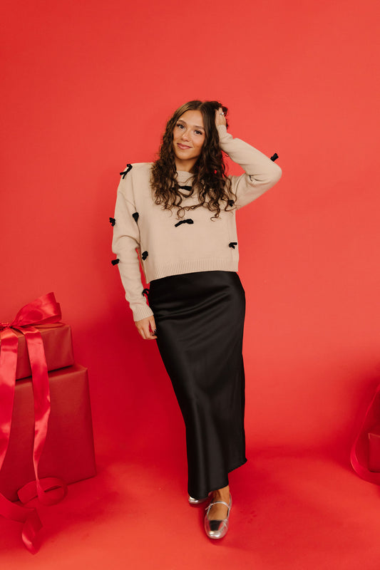 THE ANISTON SATIN SKIRT IN BLACK