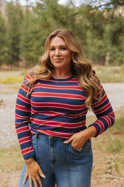 THE CORDELIA STRIPED LONG SLEEVE IN NAVY
