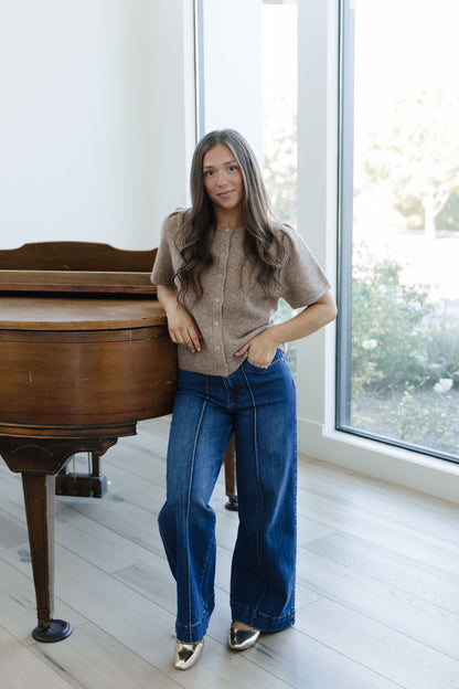 THE ELIANA HIGH RISE WIDE LEG JEANS IN DARK WASH