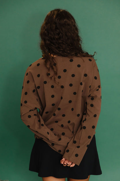 THE TAYLOR POLKA DOT CARDIGAN IN BROWN