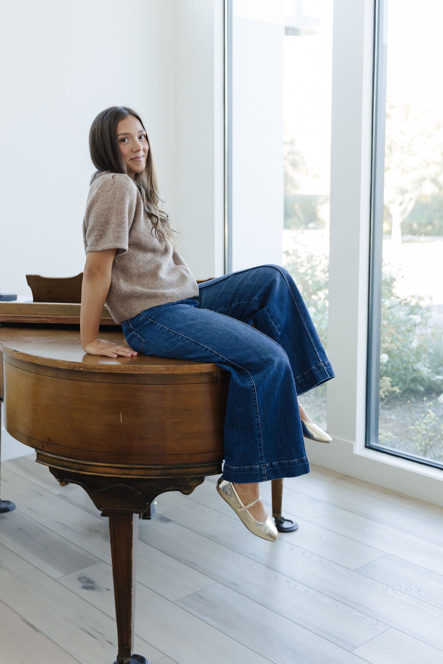 THE ELIANA HIGH RISE WIDE LEG JEANS IN DARK WASH