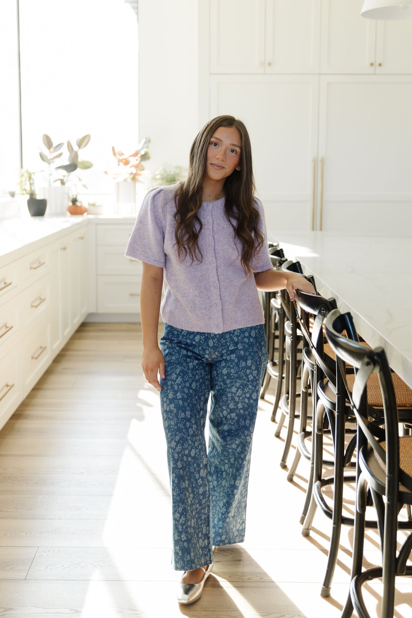 THE LIA FLORAL WIDE LEG DENIM PANTS
