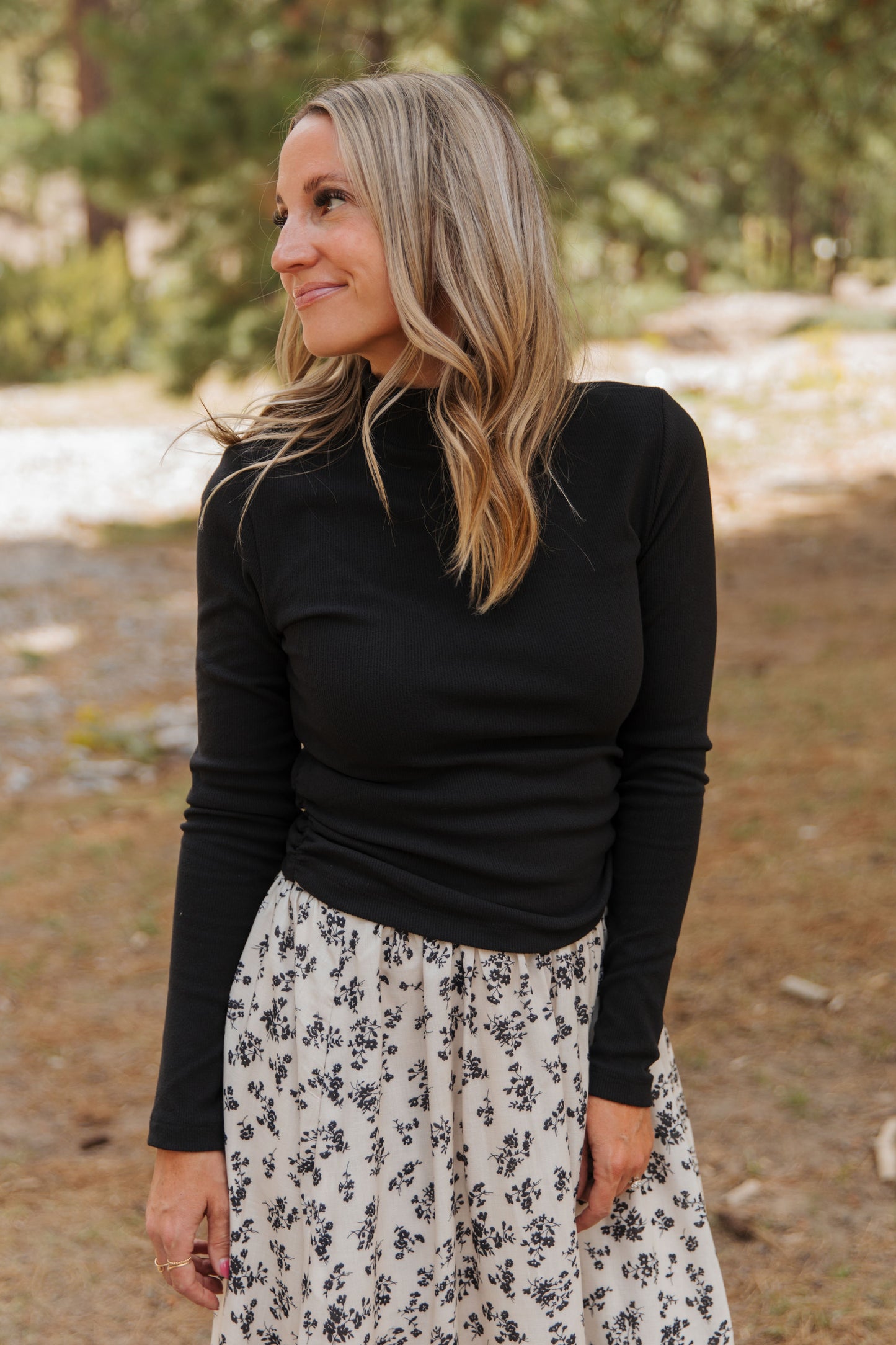 THE RICKIE RUCHED TURTLE NECK IN BLACK