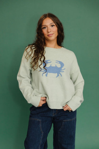 THE SANDY CRAB CREWNECK SWEATER IN GREEN