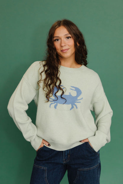 THE SANDY CRAB CREWNECK SWEATER IN GREEN