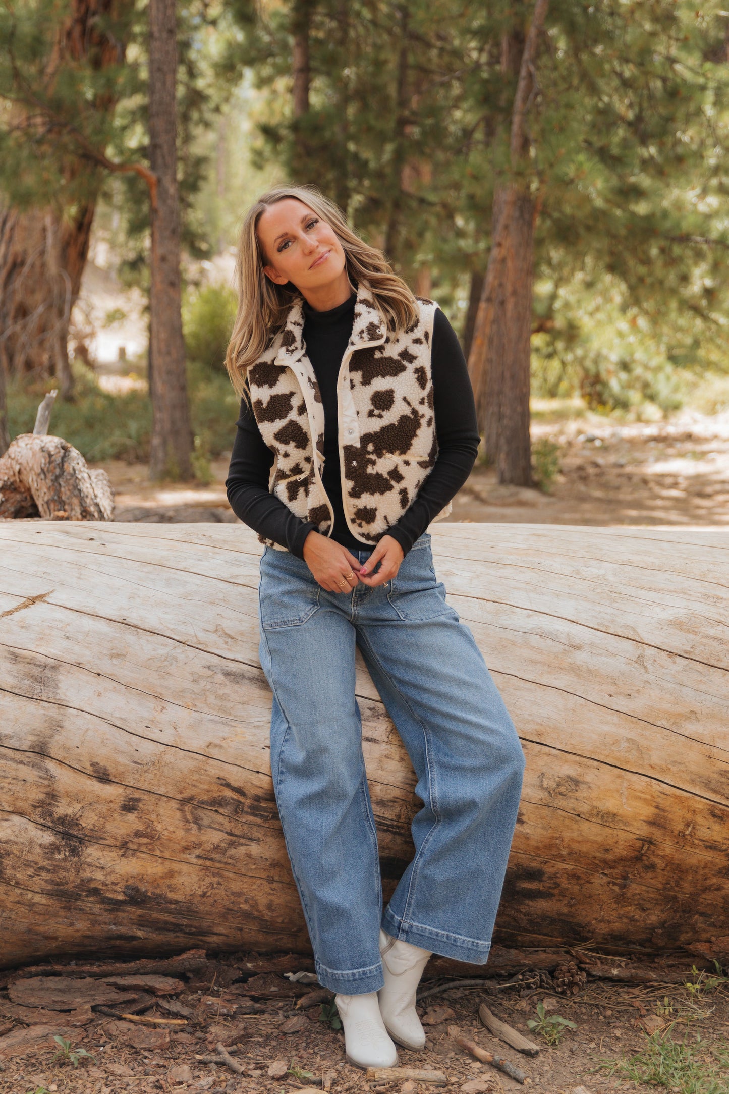 THE CRICKET COW PRINT VEST IN CREAM