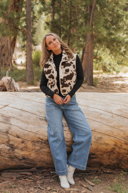 THE CRICKET COW PRINT VEST IN CREAM