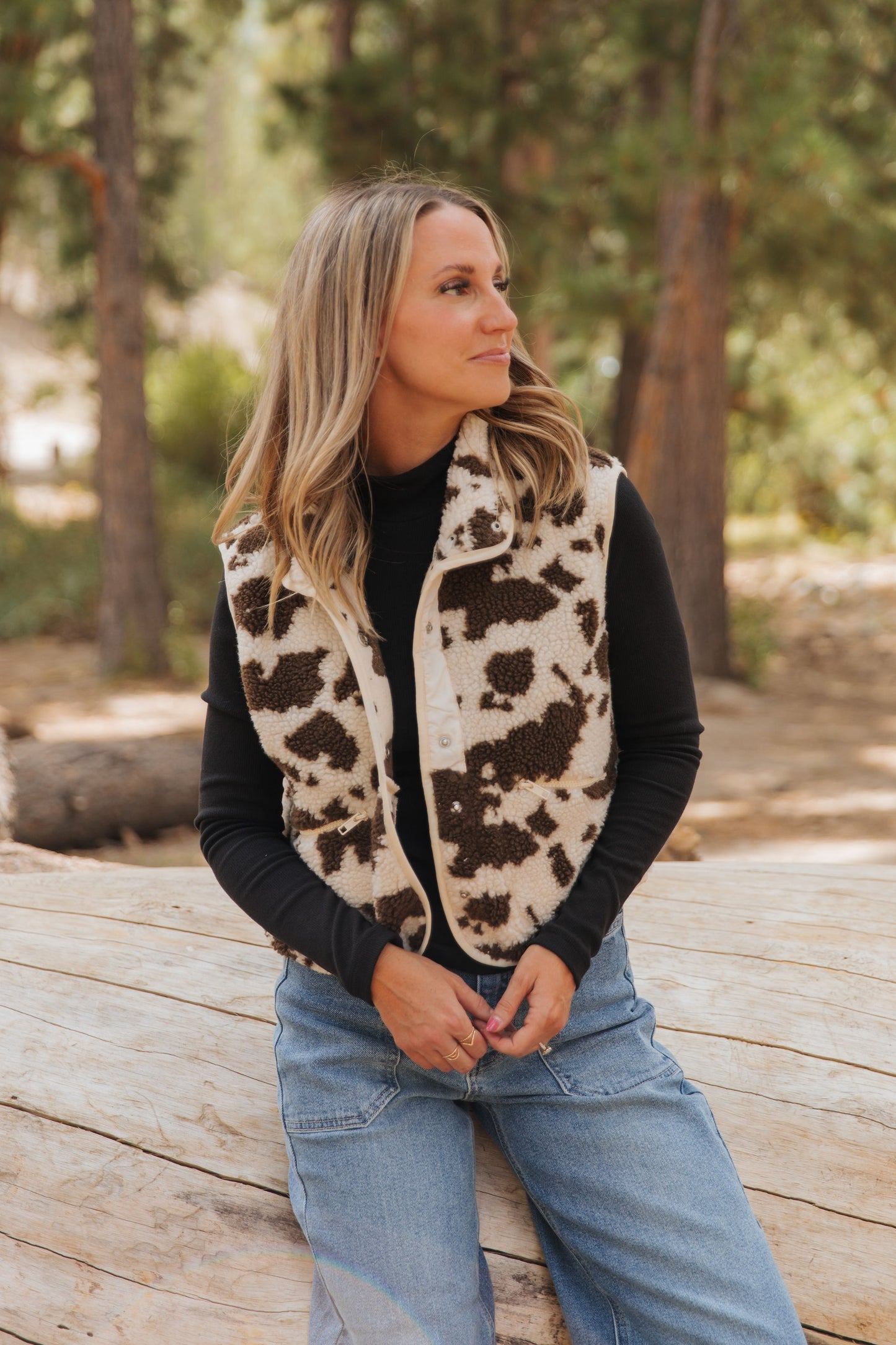 THE CRICKET COW PRINT VEST IN CREAM