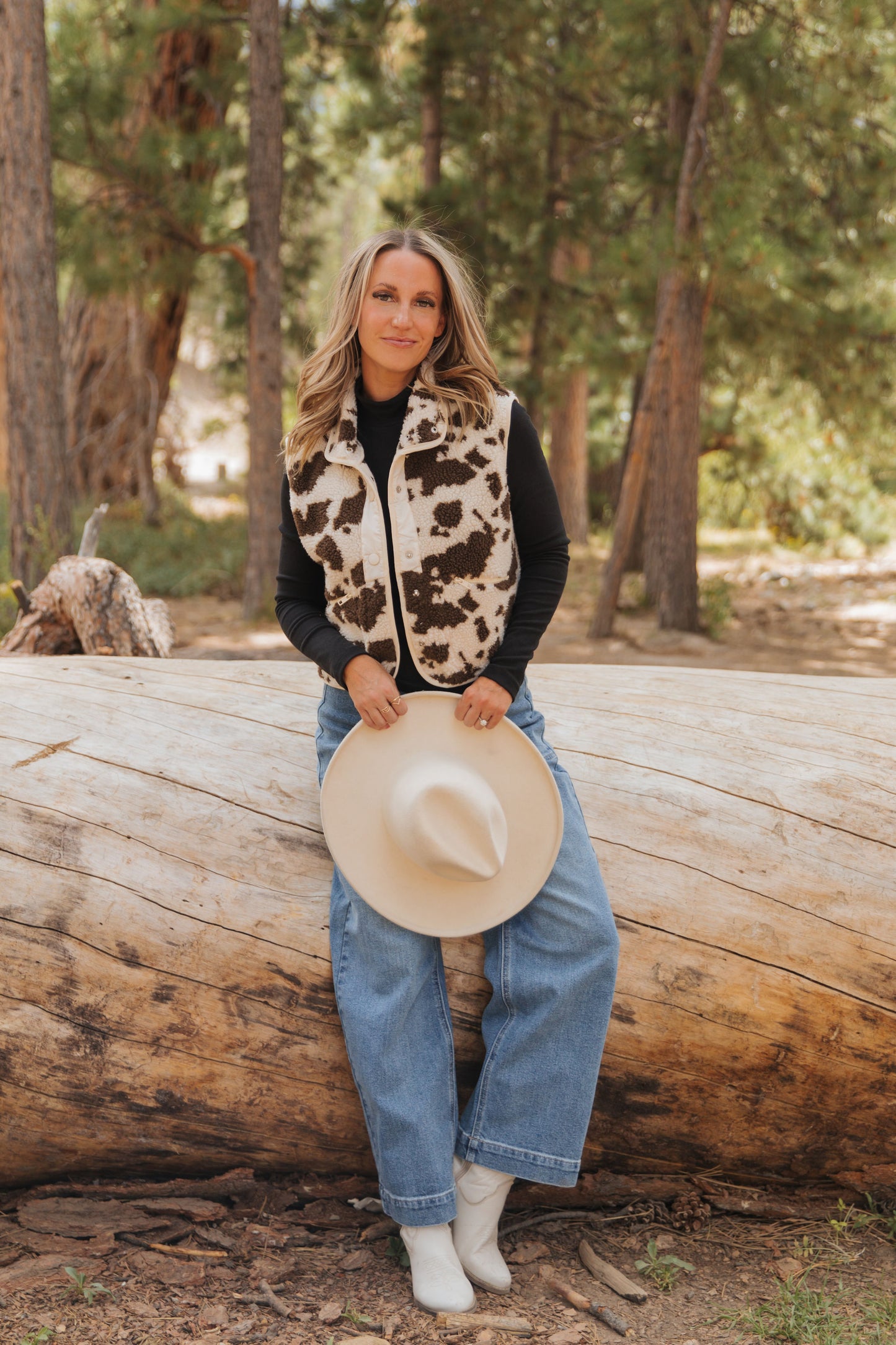 THE CRICKET COW PRINT VEST IN CREAM