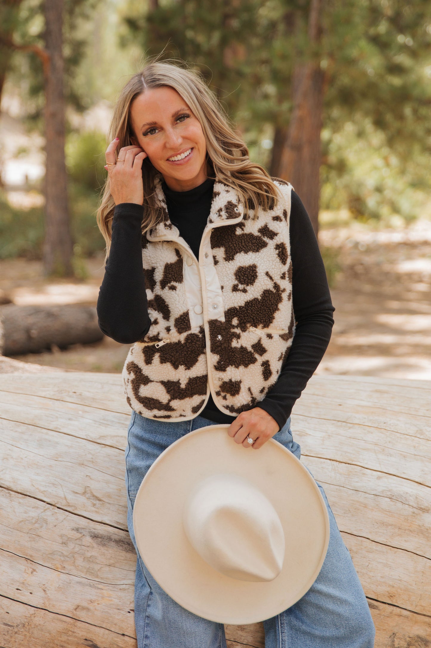 THE CRICKET COW PRINT VEST IN CREAM