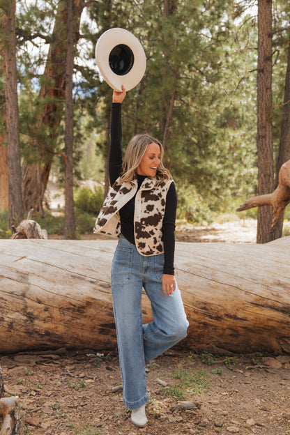 THE CRICKET COW PRINT VEST IN CREAM
