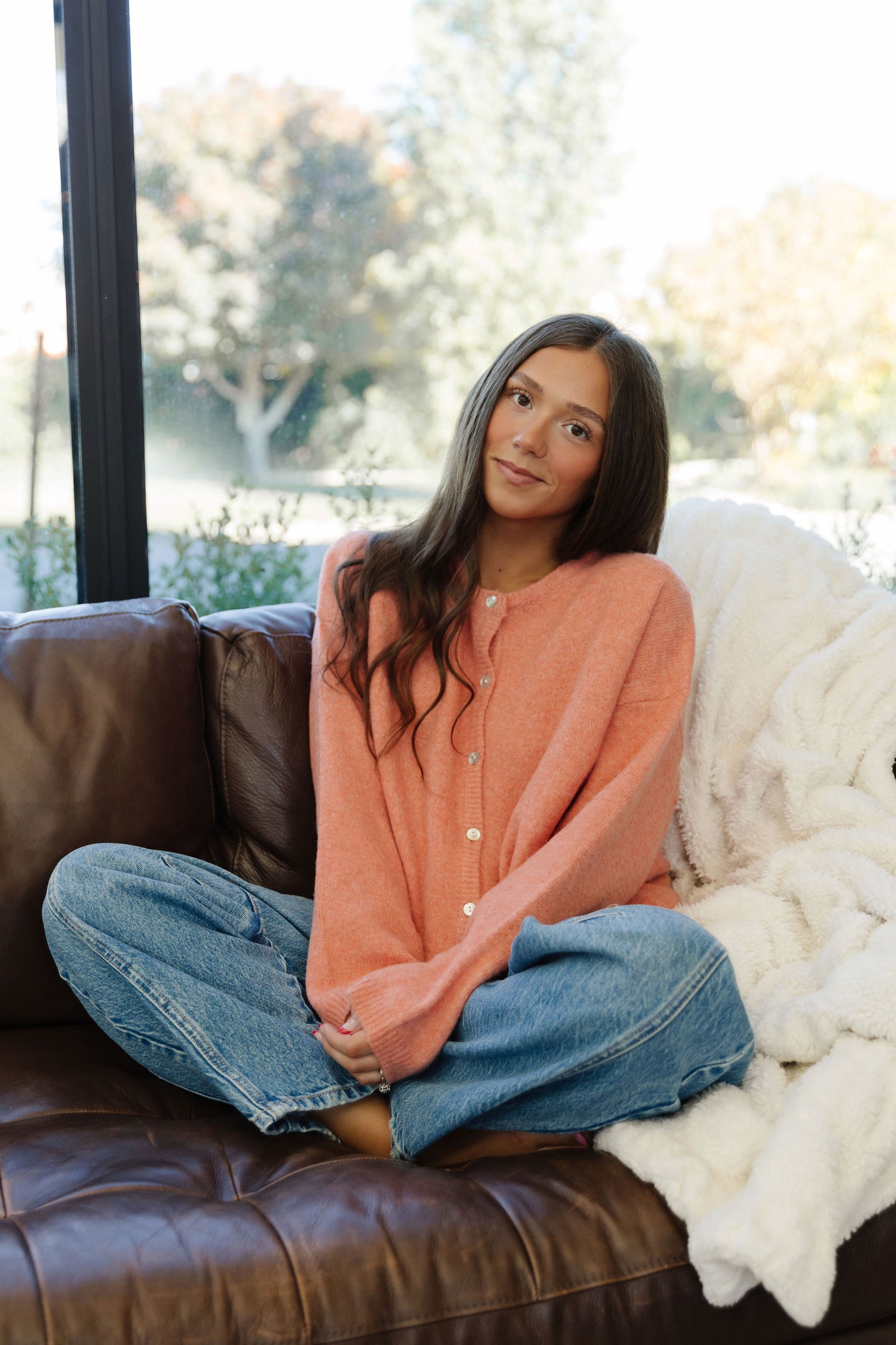 THE AURORA SWEATER CARDIGAN IN ORANGE