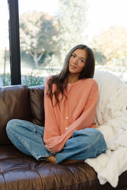 THE AURORA SWEATER CARDIGAN IN ORANGE