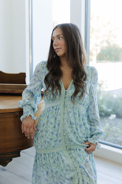 THE JOANNE LACE TRIM DRESS IN MINT