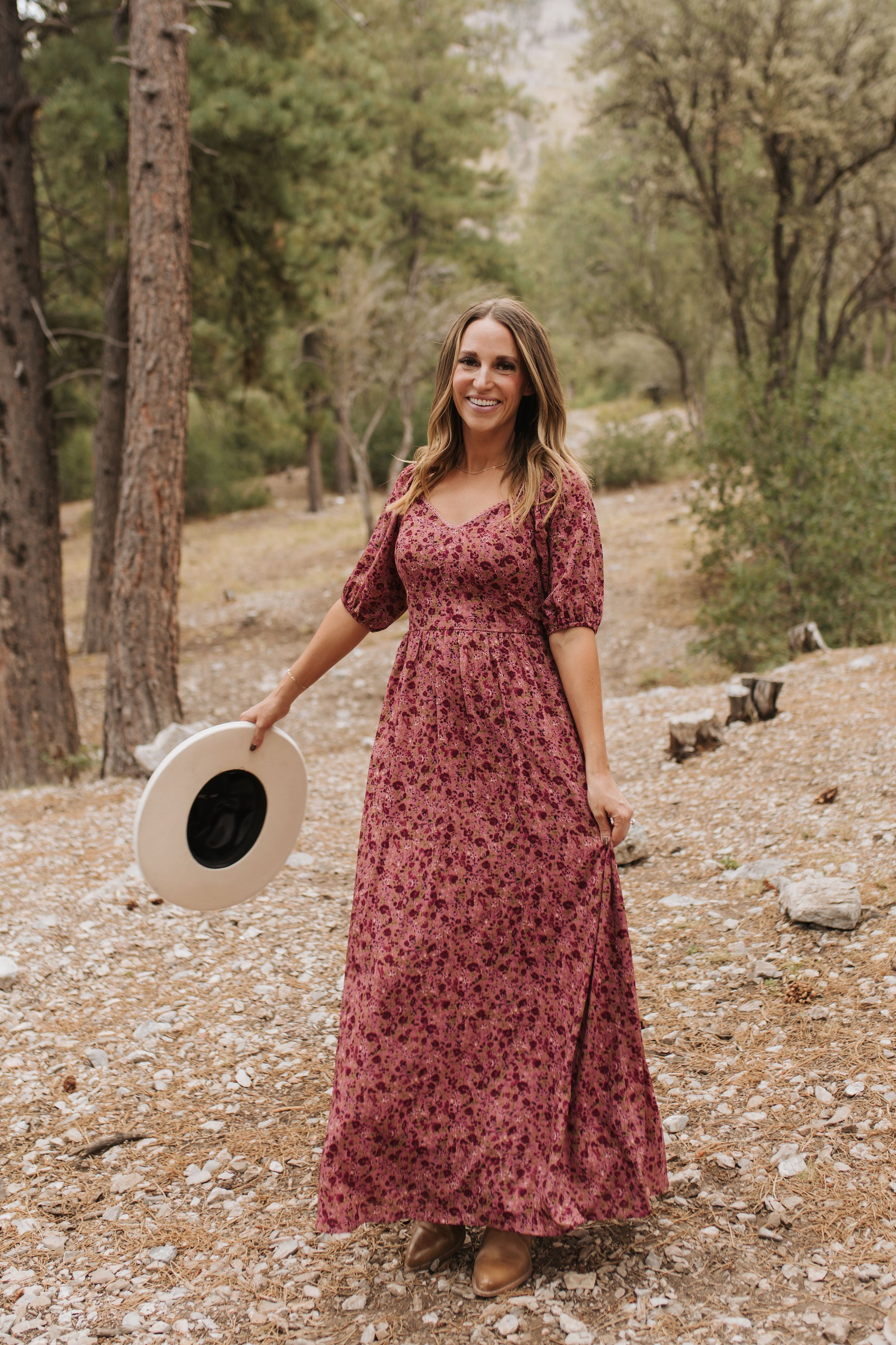 Burgundy floral maxi dress 2025