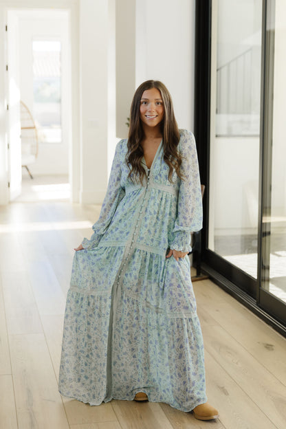 THE JOANNE LACE TRIM DRESS IN MINT