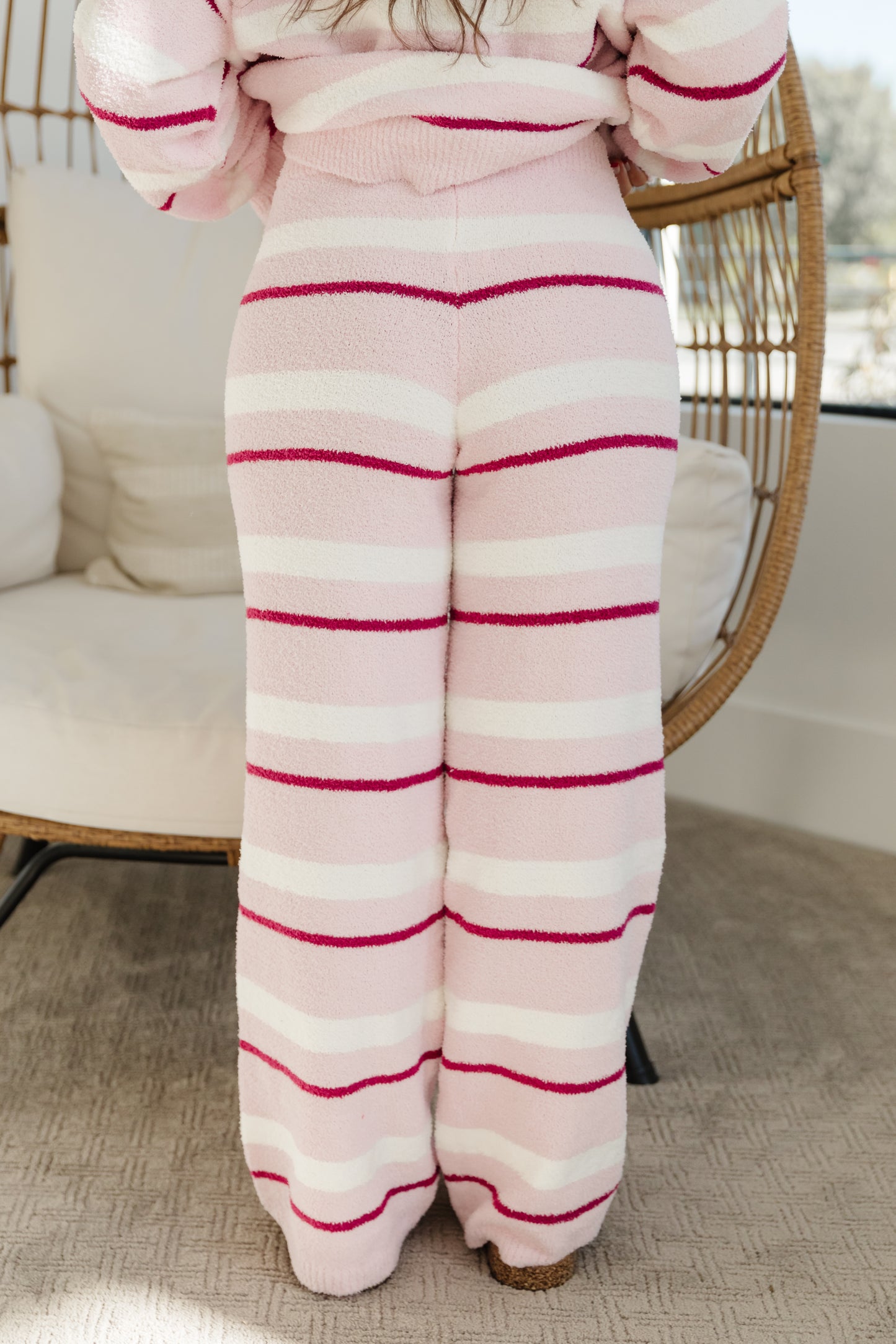 THE AIMIE COZY SWEATER SET IN PINK STRIPE
