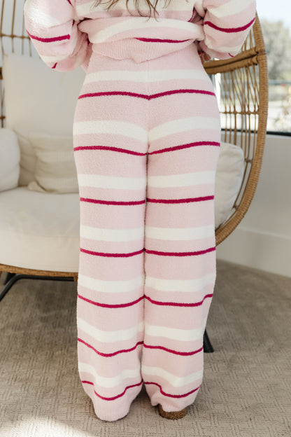 THE AIMIE COZY SWEATER SET IN PINK STRIPE