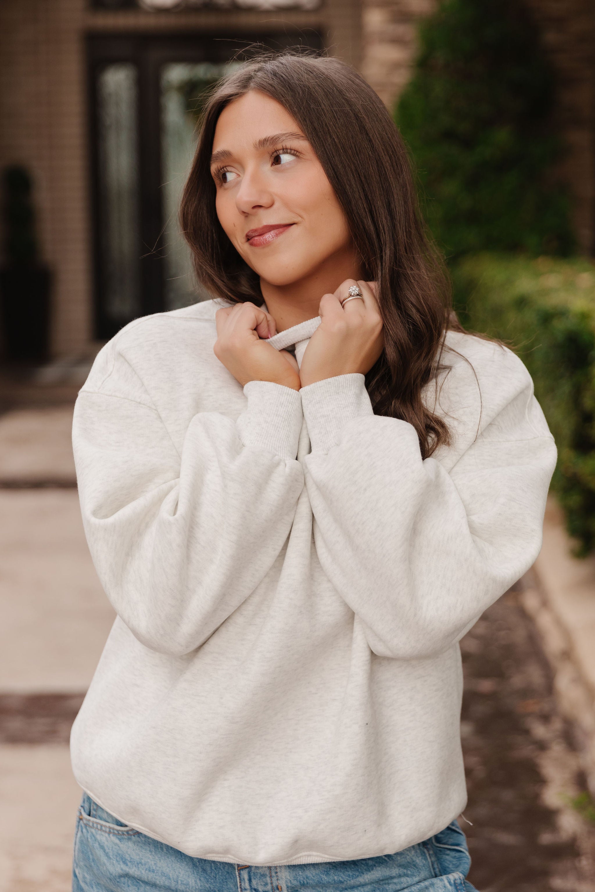 THE DIANNE MOCK NECK SWEATER IN WHITE MELANGE – Pink Desert