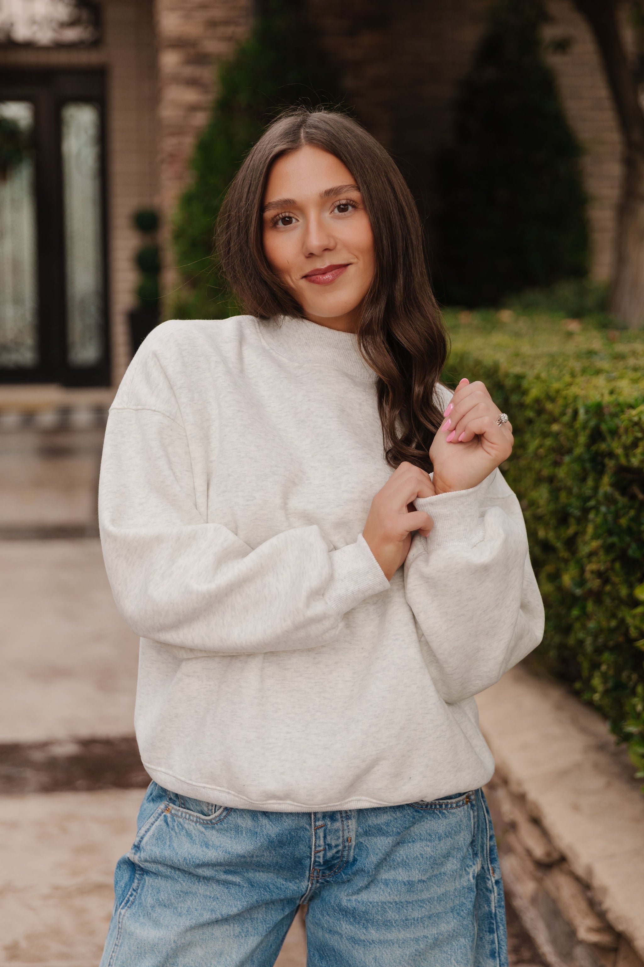 THE DIANNE MOCK NECK SWEATER IN WHITE MELANGE – Pink Desert