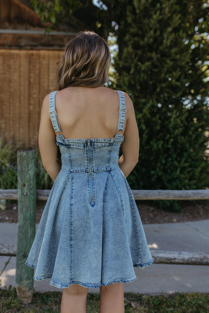 THE BAYLOR DENIM BOW DRESS