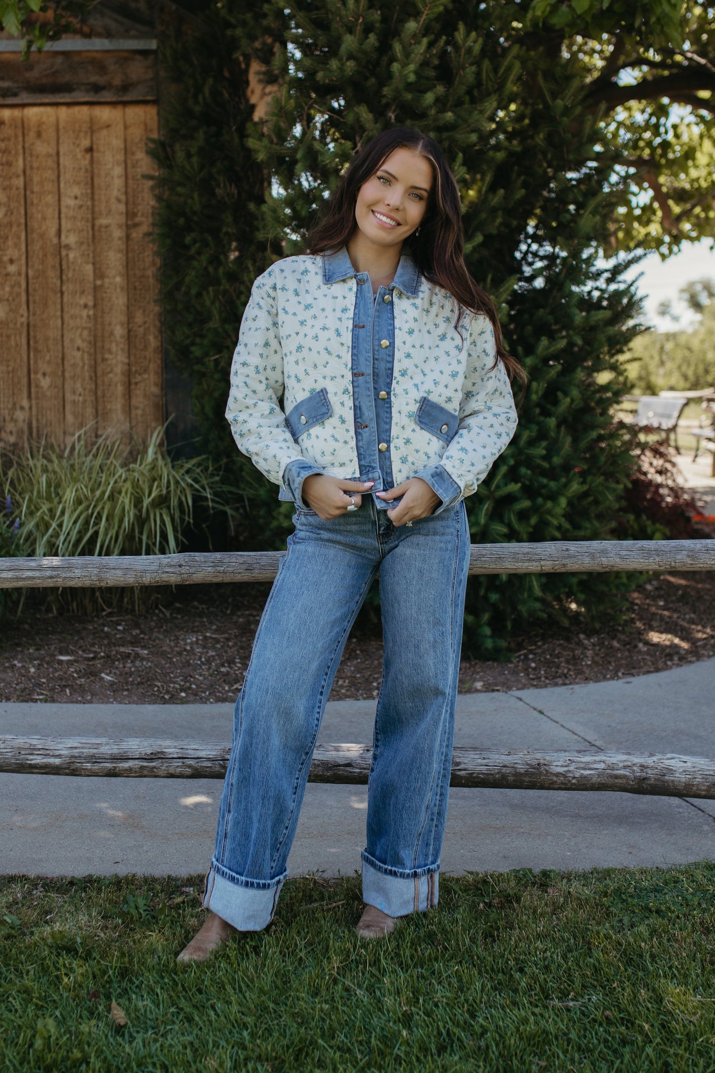 THE BELLAMY FLORAL QUILTED DENIM JACKET