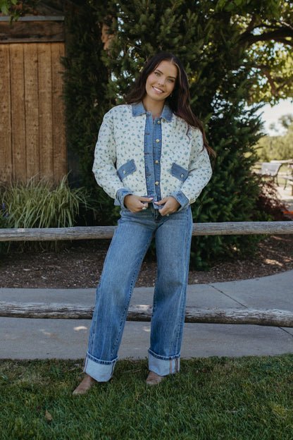 THE BELLAMY FLORAL QUILTED DENIM JACKET