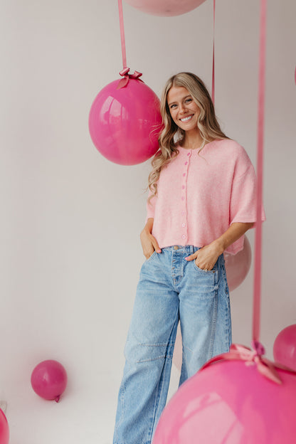 THE KATELYNN KNIT CARDIGAN IN PINK