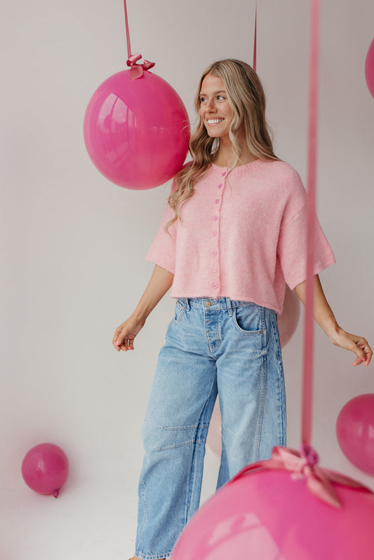 THE KATELYNN KNIT CARDIGAN IN PINK