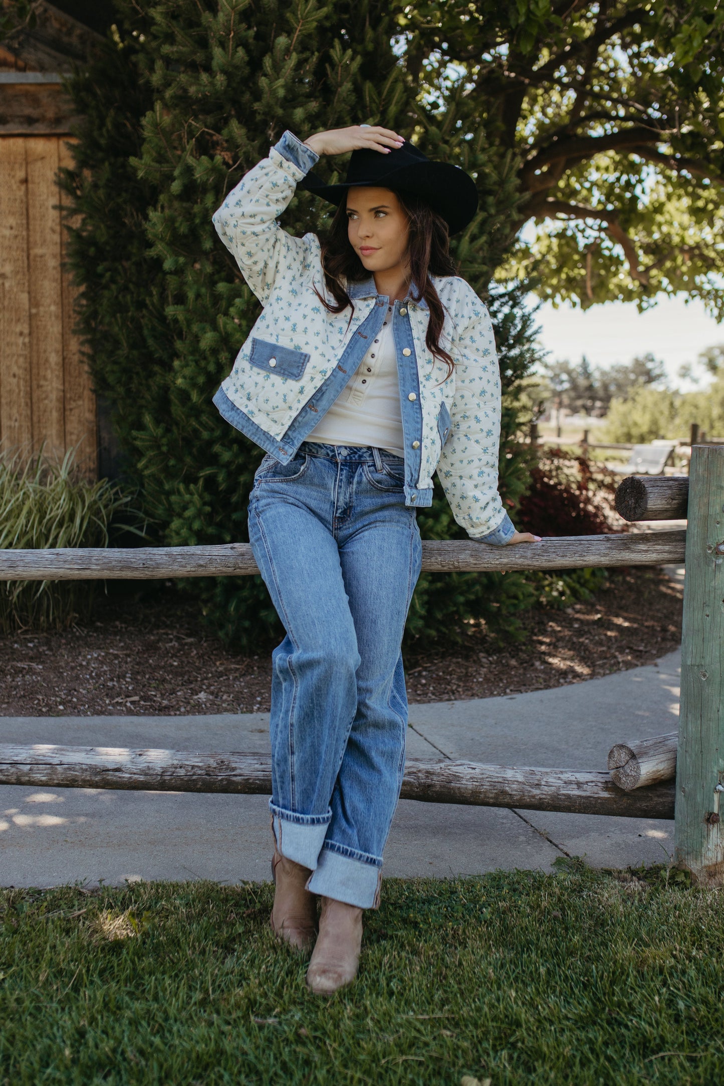 THE BELLAMY FLORAL QUILTED DENIM JACKET