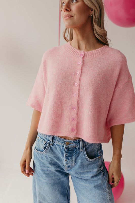 THE KATELYNN KNIT CARDIGAN IN PINK