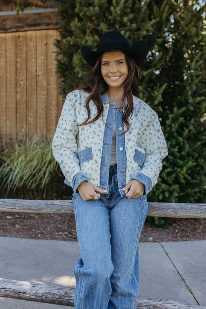 THE BELLAMY FLORAL QUILTED DENIM JACKET