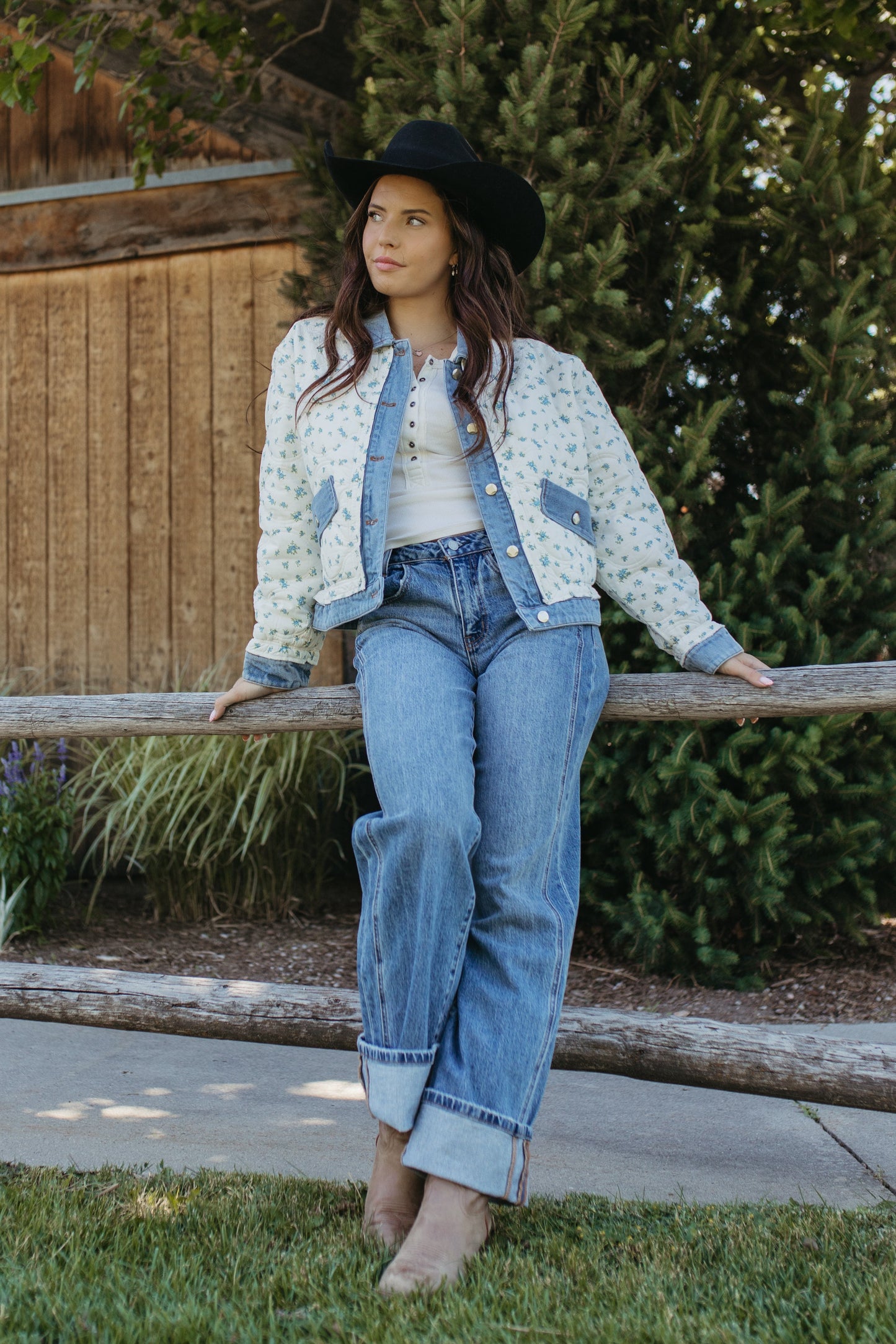 THE BELLAMY FLORAL QUILTED DENIM JACKET