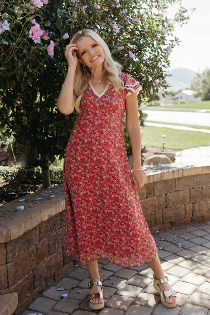 THE FLORA MIDI DRESS IN RED