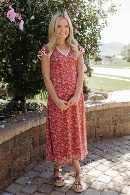 THE FLORA MIDI DRESS IN RED