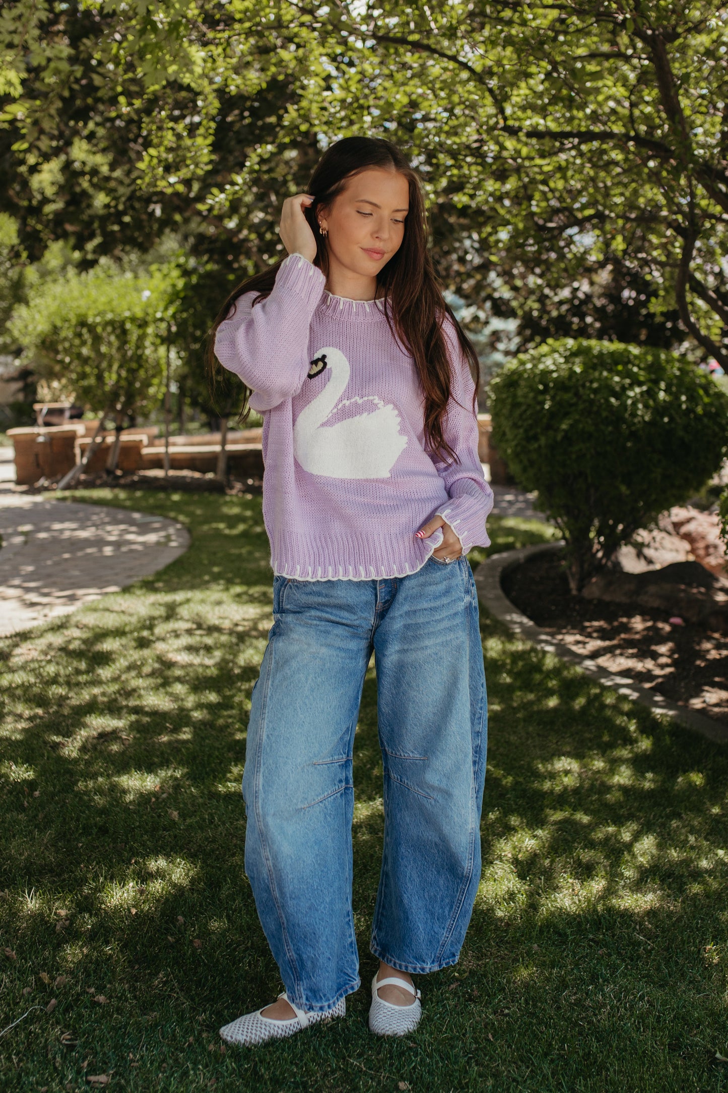THE EVANGELINE KNIT SWEATER IN LAVENDER
